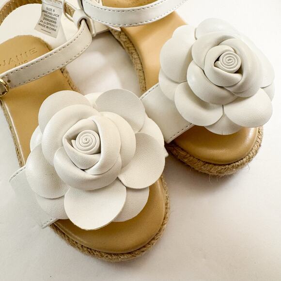 Janie and Jack Sandals Girl White Flower Espadrille Shoes Size 8 NWT - Picture 3 of 6